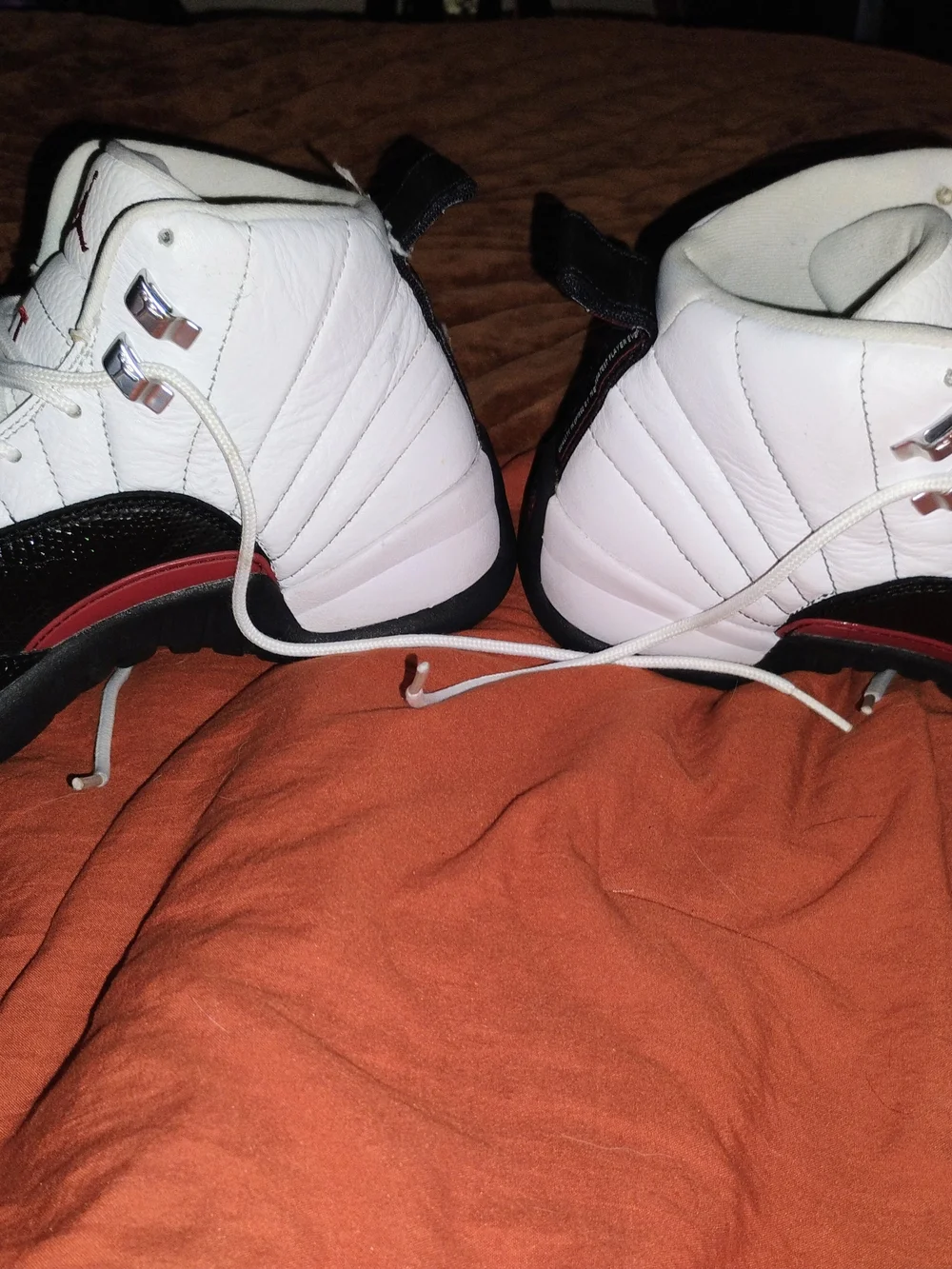 Air Jordan 12s Retro Two-Tone Basketball Shoes - White/Black with Red Jumpman